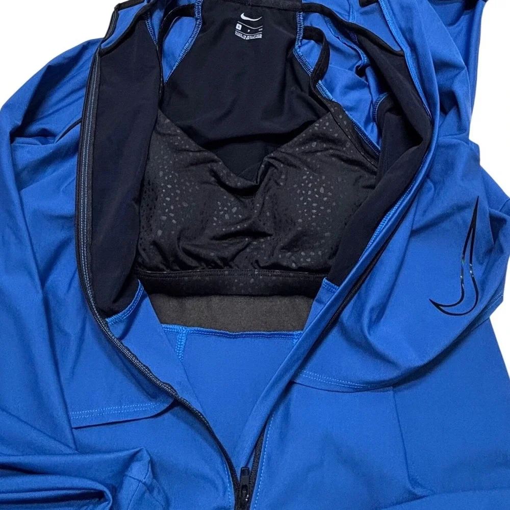 Nike Women Victory Full-Coverage Swim Tunic Small Blue Hooded UPF 40+ Modest